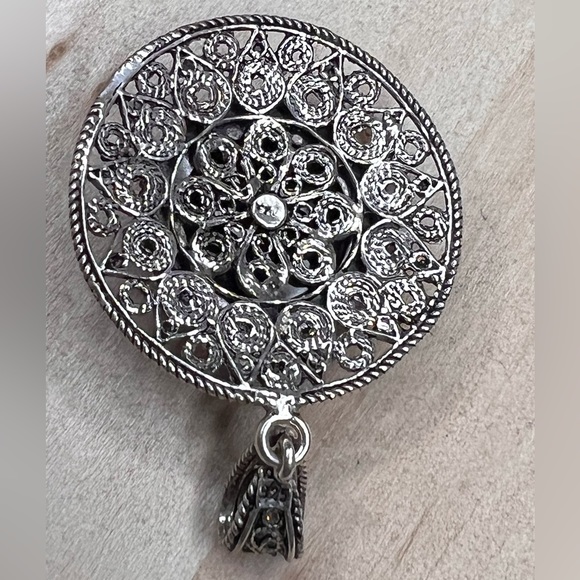 925 sterling silver filigree onyx pendant - Picture 2 of 4